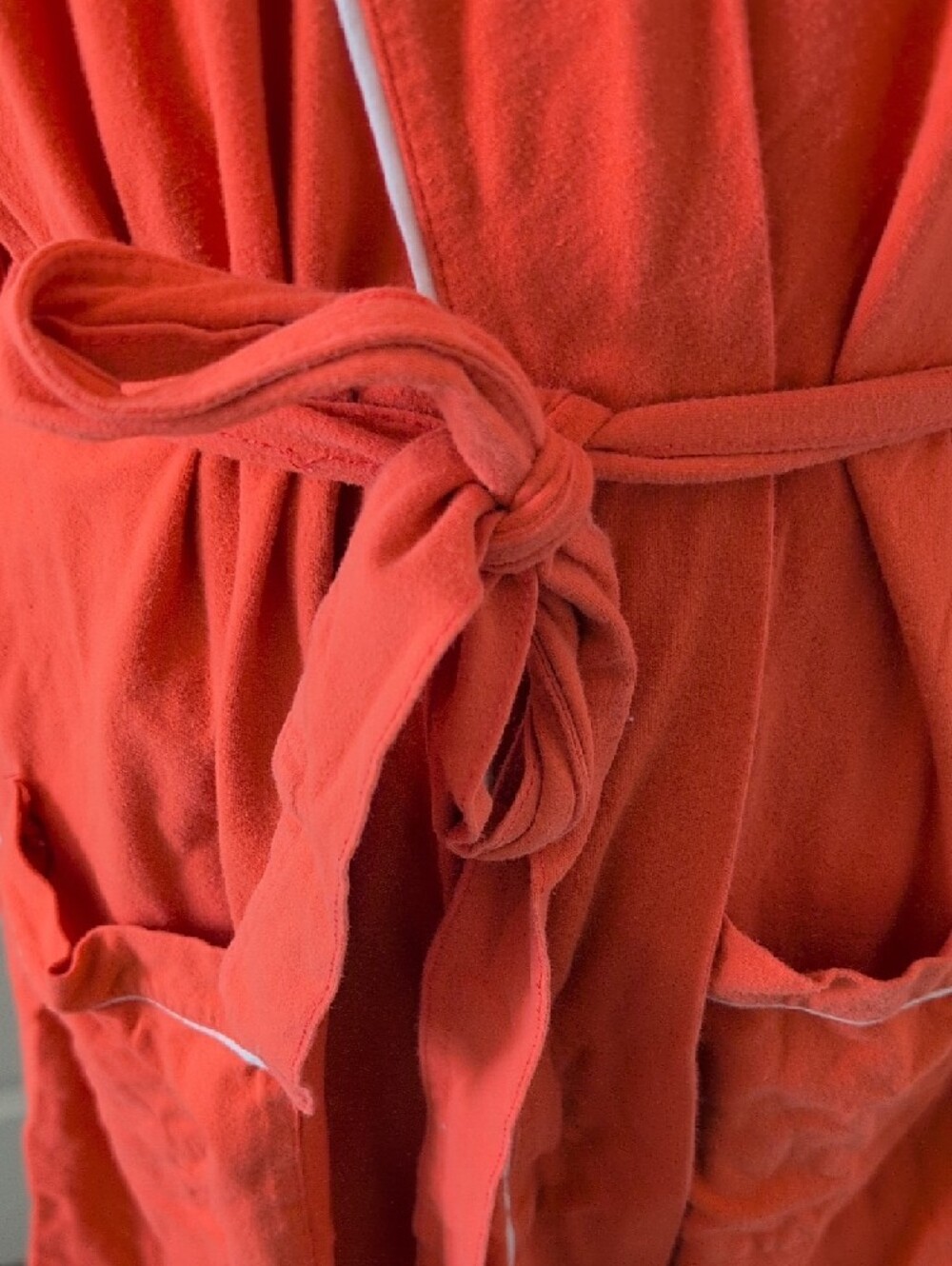 GILLIGAN AND O'MALLEY Robe Tie Waist Coral with White Contrast Trim Size XL/XXL - Picture 6 of 10